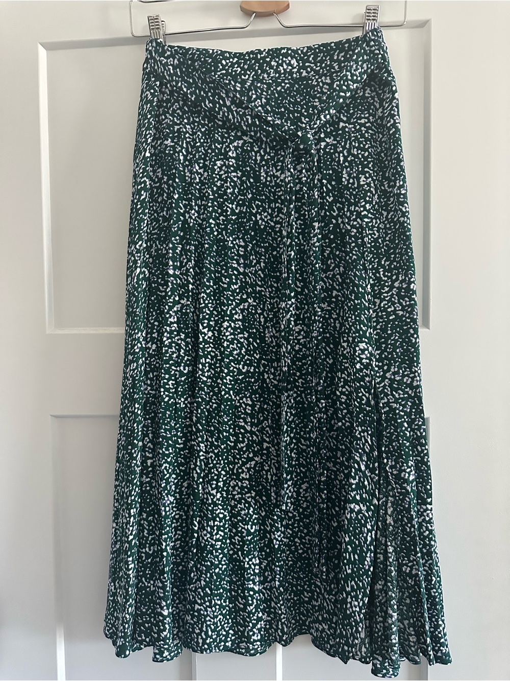 Skies Are Blue Dark Green and White Printed  Skirt